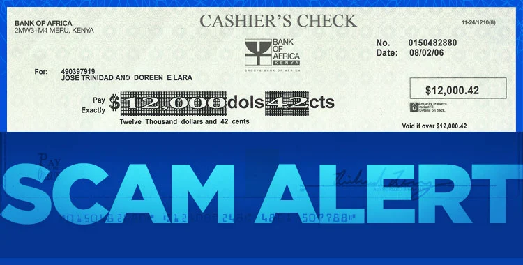 example scam cashier's check