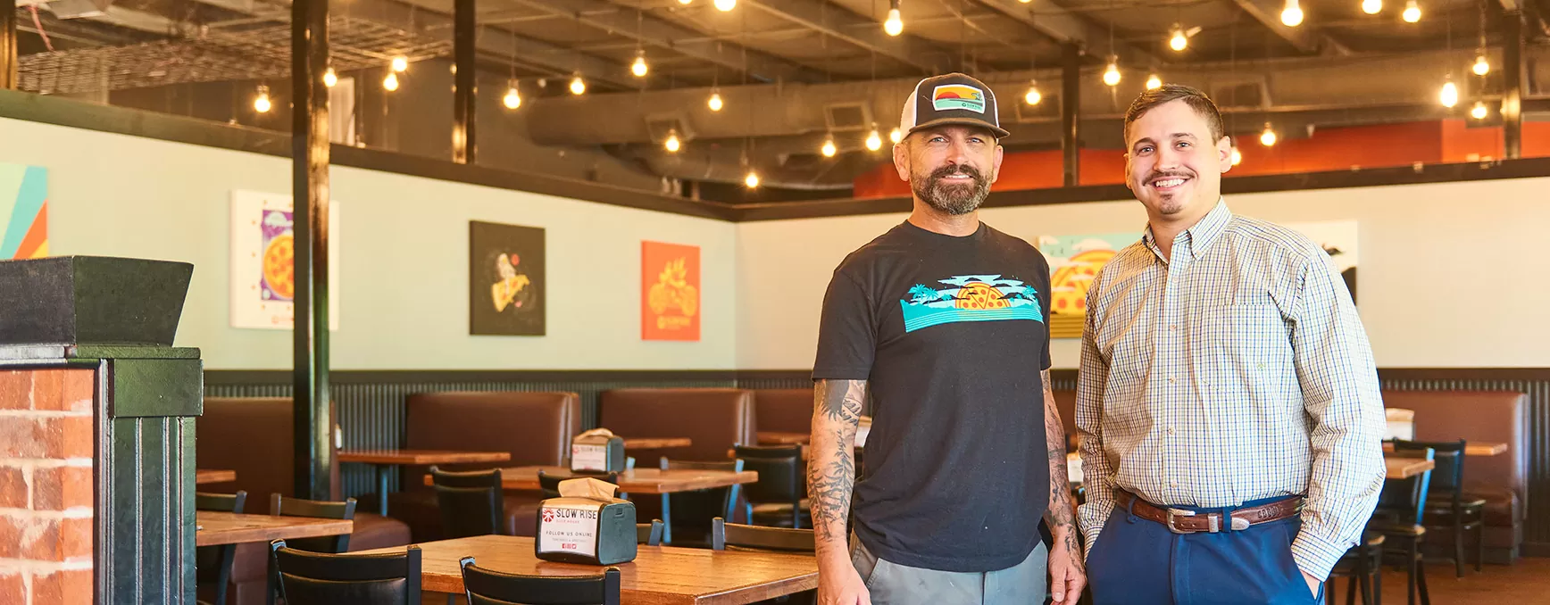Slow Rise Slice House Brett Swartz and FNBCT banker Tim Urbanek